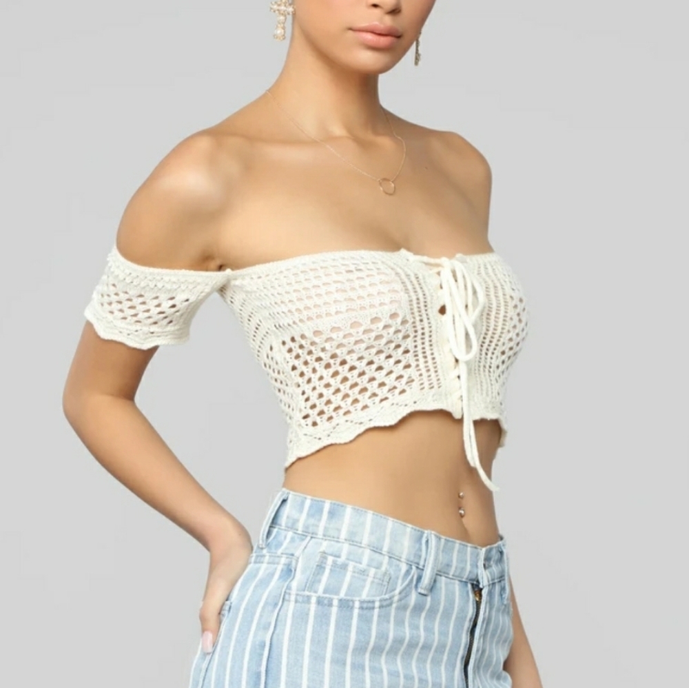 Cream Sweater Crop Top